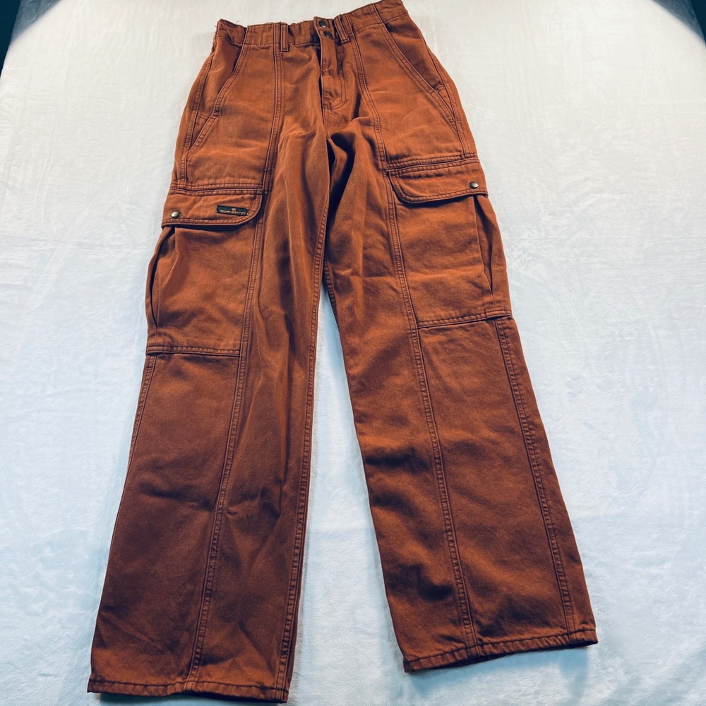 BDG Urban Outfitters Rust Orange Cargo Pants High Waisted Straight Leg Size 28 - Picture 2 of 8